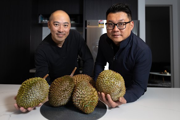 Gordon Chong and Jerry Fong are bringing fresh durian to Australia on overnight flights from Malaysia.