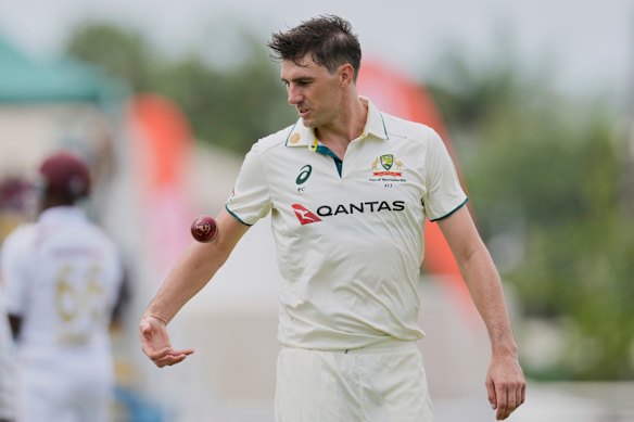 Australian skipper Pat Cummins playing against the West Indies in June.