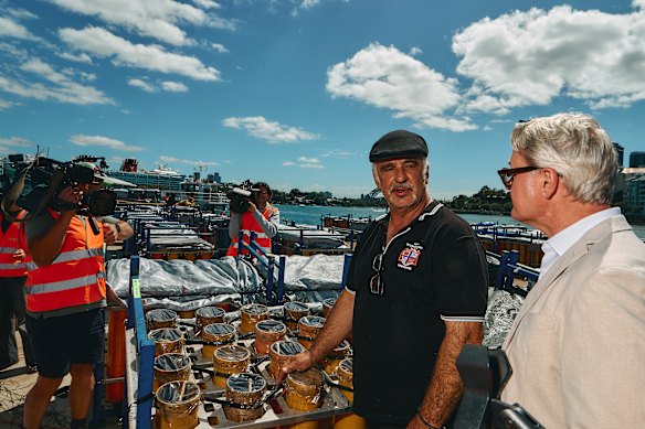 Fortunato Foti loads barges at Glebe Island ahead of the New Year’s Eve fireworks. 