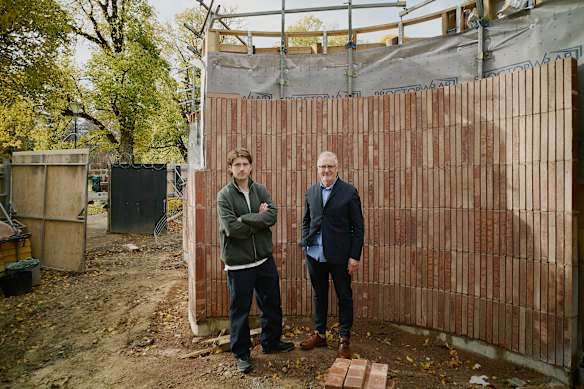 Allen with architect John Wardle during construction.