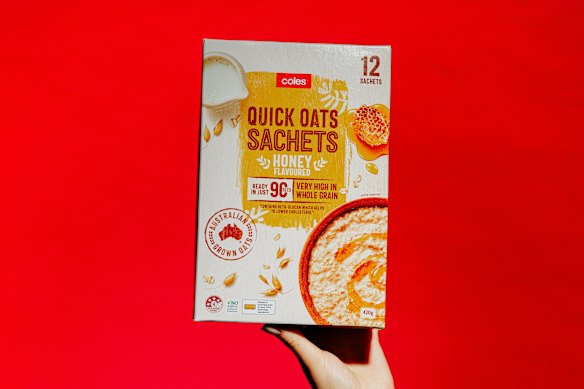Coles Quick Oats Honey Sachets.