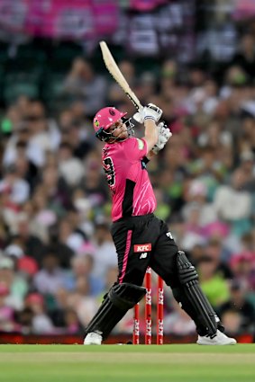 Steve Smith launches one into the stands.