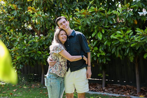 Sandringham College student Kessler Pellas with his mum, Kelly.
