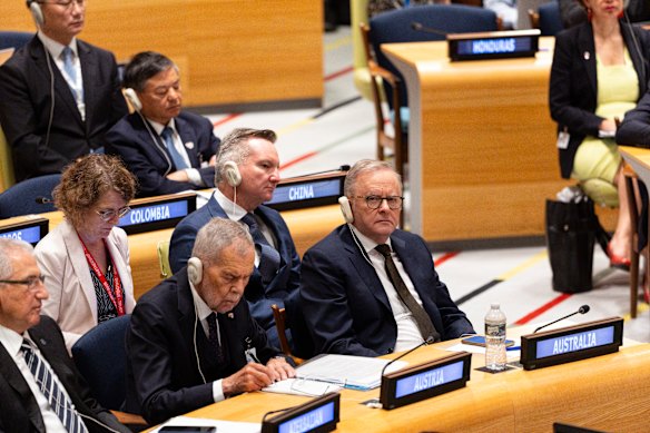 Minister for Climate Change and Energy Chris Bowen and Prime Minister Anthony Albanese at the UN’s high-level event on climate change. 
