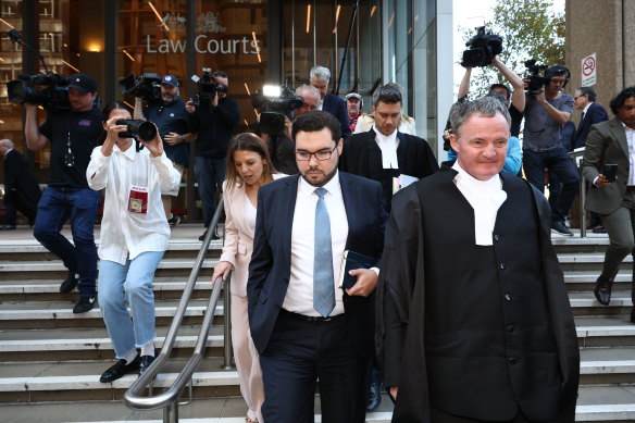 Bruce Lehrmann leaves the Federal Court successful  Sydney aft  losing his defamation lawsuit  connected  April 15.