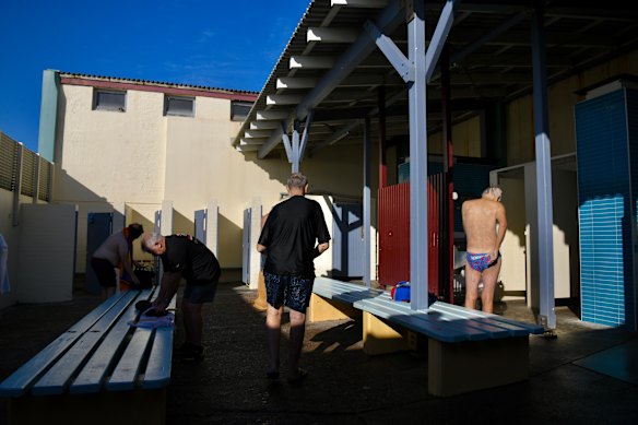 The open-air change rooms.