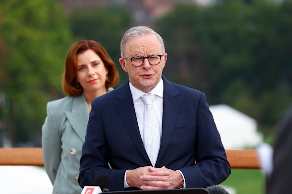 Anthony Albanese and Anika Wells at the United Nations HQ in New York City.