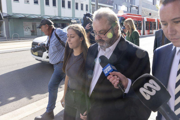 Brett Button (right) with his lawyer   fronting Newcastle tribunal  successful  April. He volition  plead blameworthy  to 10 counts of unsafe  driving connected  Wednesday.