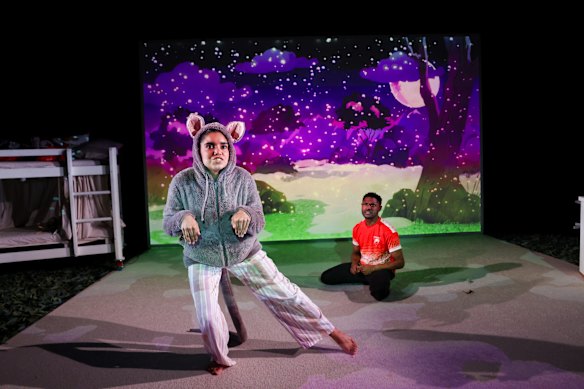 Benjin Maza and Tjilala Brown-Roberts in The Bogong’s Song.