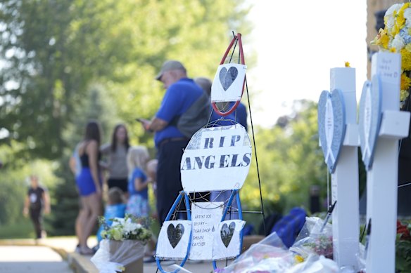 A makeshift memorial at the school.