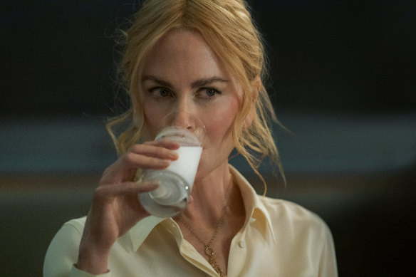 In Babygirl, this milk-drinking scene is a tipping point for her torrid relationship with the office junior.