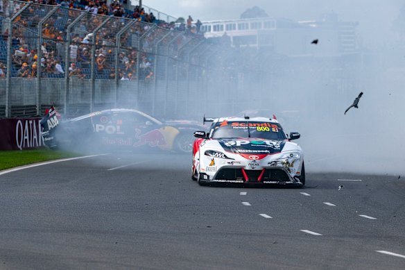 At least 10 cars were caught in the pile-up.