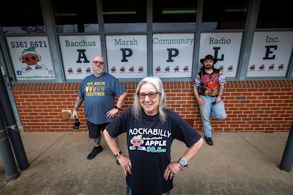 Bacchus Marsh community radio station Apple 98.5 FM must raise $25,000 by July 5 or face closure after 40 years of broadcasting. DJs Adam “Stix” Gadsby, Karellyn Dangar and Louis Maxwell from the station.