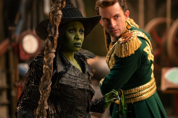 Love begins to bloom between Elphaba (Cynthia Erivo) and Fiyero (Jonathan Bailey) in the sequel.
