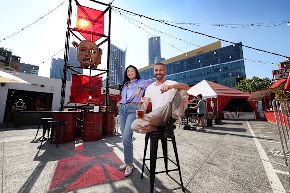 Spiegel Haus creative director Chris Mitchell with Chinatown Business Association president Christina Zhao