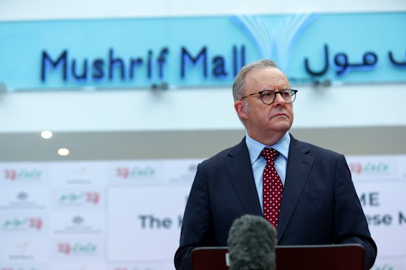 Prime Minister Anthony Albanese in Abu Dhabi in the UAE on Monday.