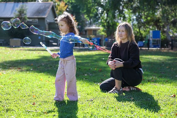 Elise Tobin with her daughter Hazel. Australia has a falling birth rate, with many parents happy with one child.