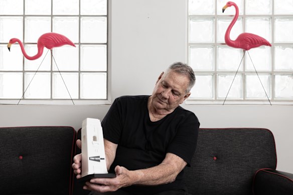  Brian Thomson with the trophy he designed for the Sydney Theatre Awards. 
