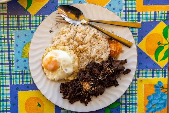 Tapsilog with satisfyingly garlcky rice.