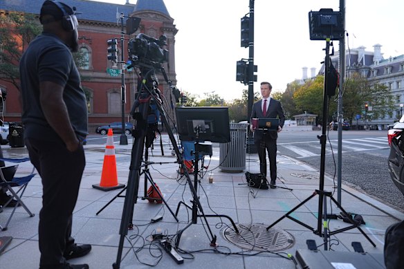 MS NOW correspondent Vaughn Hillyard reporting from an intersection near the White House on Monday.