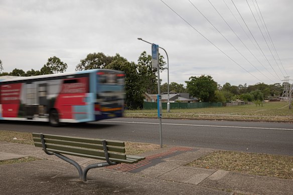A bus stop on Rosenthal Street, Doonside, is one of 1674 in Blacktown that does not have shelter.