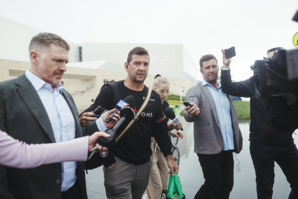 South Sydney manager  Jason Demetriou arrives astatine  nine  office  connected  Tuesday.