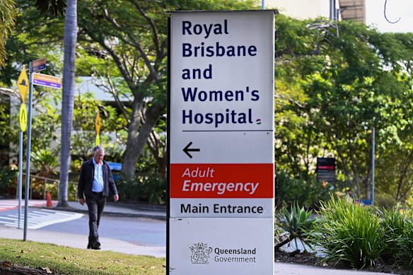 The man in his 30s was taken to the Royal Brisbane and Women’s Hospital after the fall in Sandgate. 