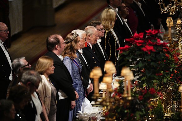 The Princess of Wales wears the tiara during the dinner.