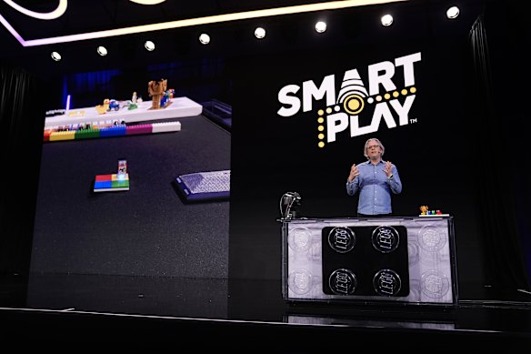 Tom Donaldson, head of Lego’s Creative Play Lab, at a news conference ahead of the CES tech show in Las Vegas.