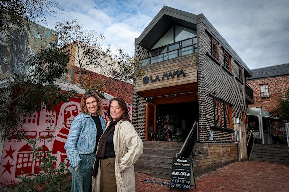 La Mama Theatre architect Meg White (left) and chief executive Caitlin Dullard rebuilt the cultural institution from the ground up, while holding on to its history.
