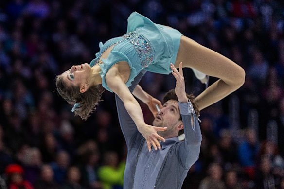Golubeva and Giotopoulos Moore perform at last year’s world championships.