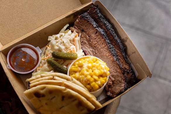 The brisket box at Hatz Off BBQ, Taren Point. 