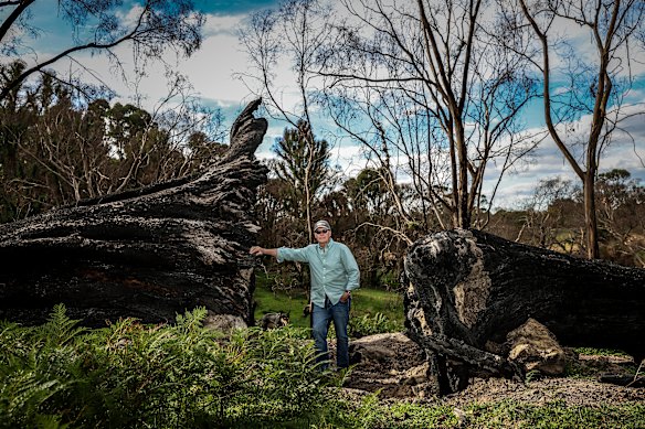 Don Cook at his property near Ruffy.
Don’s house survived the bushfires but as a community leader, he’s worried about his town’s recovery.