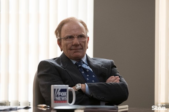 Simon McBurney as Rupert Murdoch in The Loudest Voice.