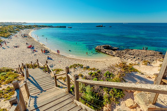 Stairs leading up to Bathurst Lighthouse on Rottnest Island.