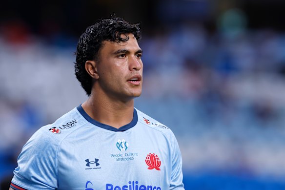 Joseph-Aukuso Suaalii ahead of the game at Allianz Stadium.