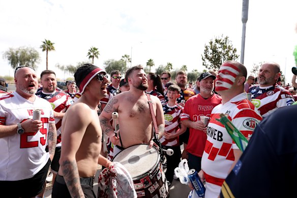 Super League fans outside Allegiant Stadium in Las Vegas last year.