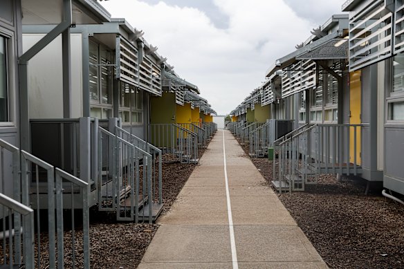 Rows of demountables at NSW’s biggest public school, The Ponds High.  