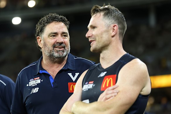 Garry Lyon and Patrick Dangerfield at the recently revived AFL State of Origin.