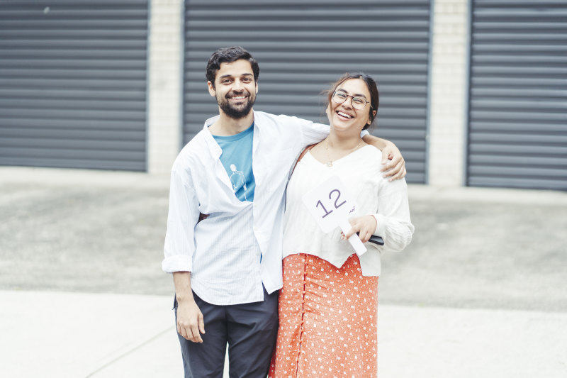 First home buyers Akash Sharma and Fatiha Habib made the winning bid for the Marrickville unit.