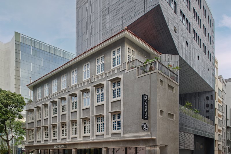 Contemporary design and old-world charm at Singapore’s 21 Carpenter hotel.