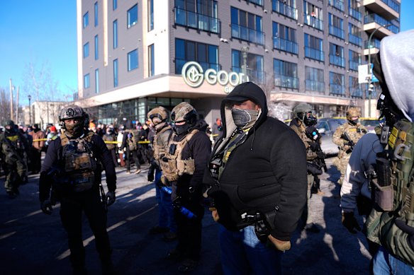 Agents near the site of the shooting.