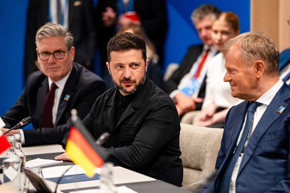 Ukrainian President Volodymyr Zelensky at the NATO summit last month.