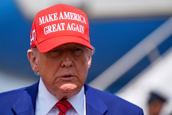 Trump at Morristown Municipal Airport in Morristown, New Jersey on Friday.