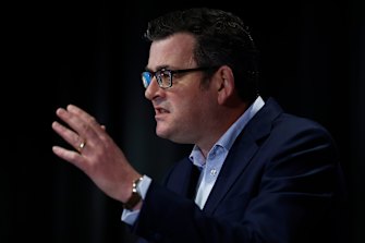 Premier Daniel Andrews announces the extended lockdowns on Wednesday.