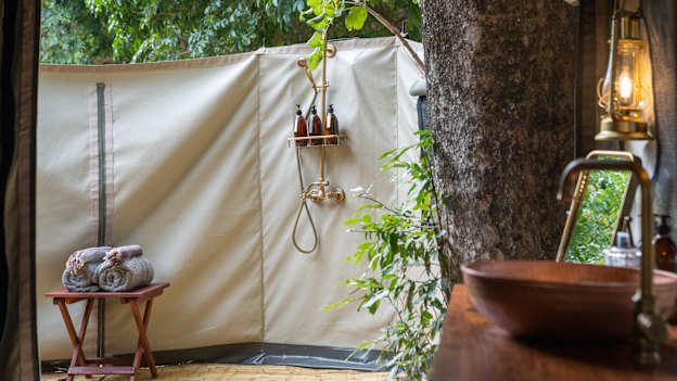 The simple things … a solar-powered camp shower.