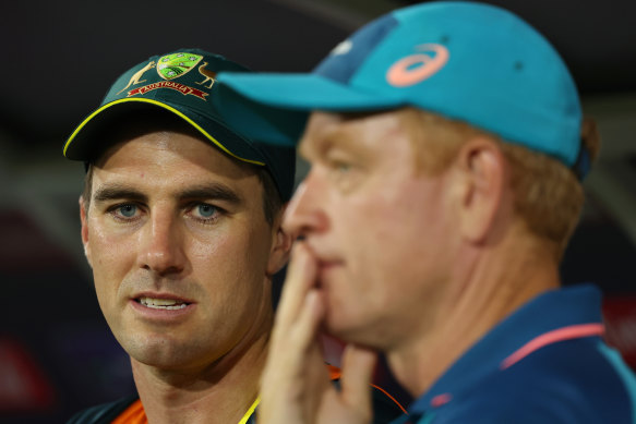 Test captain Pat Cummins and Australia coach Andrew McDonald.