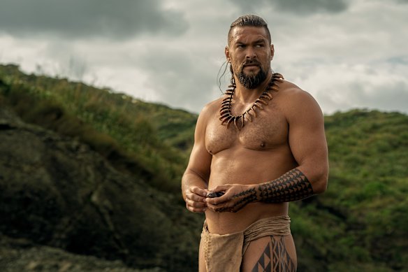 Jason Momoa as exiled Maui chief Ka’iana in the historic epic, Chief of War.
