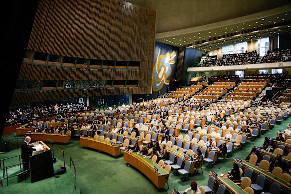 Benjamin Netanyahu addressed a partly empty General Assemby Hall after some delegates walked out en masse.