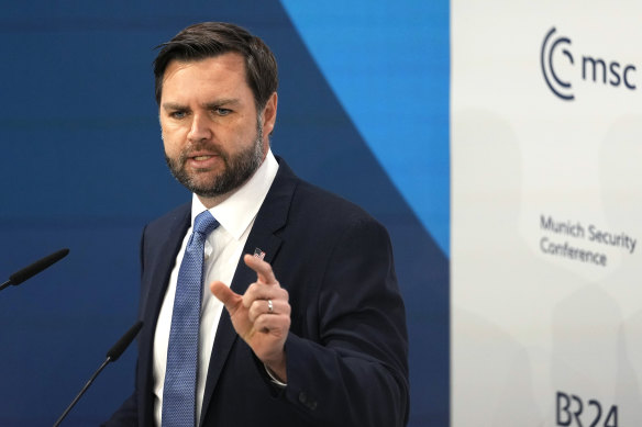 US Vice President JD Vance chastises Europe&rsquo;s leaders at the Munich Security Conference in February.